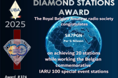 UBA IARU 100 Event - Diamond Award 20 stations